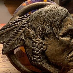 Vintage Native American Indian Chief Hippie Beltbuckle